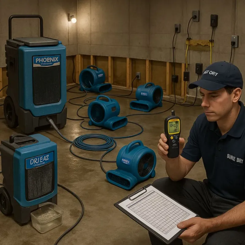 Structural Drying and Dehumidification process in Gardendale, TX